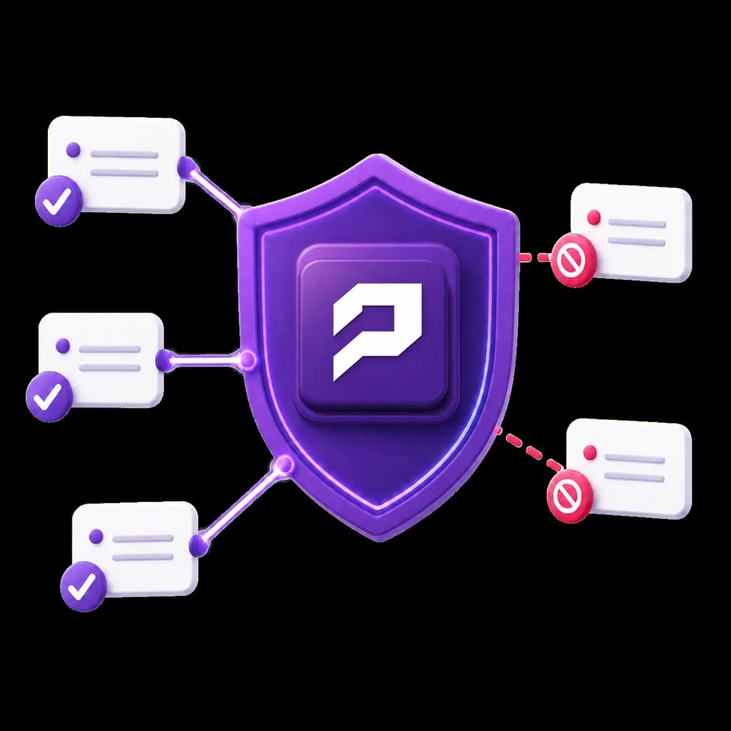 Approved network addresses passing through a PopMCP security shield while unknown addresses are blocked