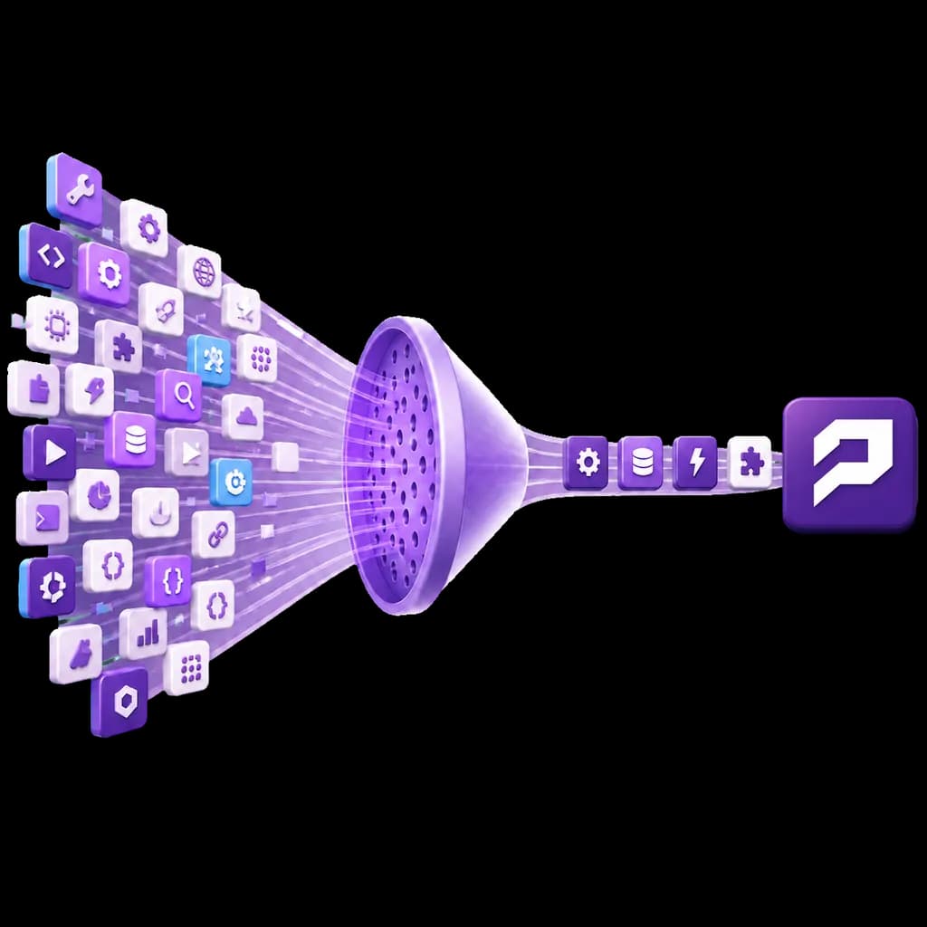 A large tool catalog filtered into a small set of task-relevant tools for PopMCP