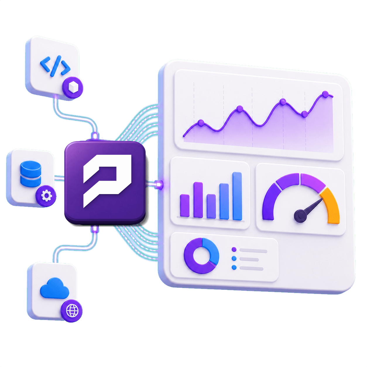 PopMCP usage dashboard showing request trends, outcomes, latency, and connected clients