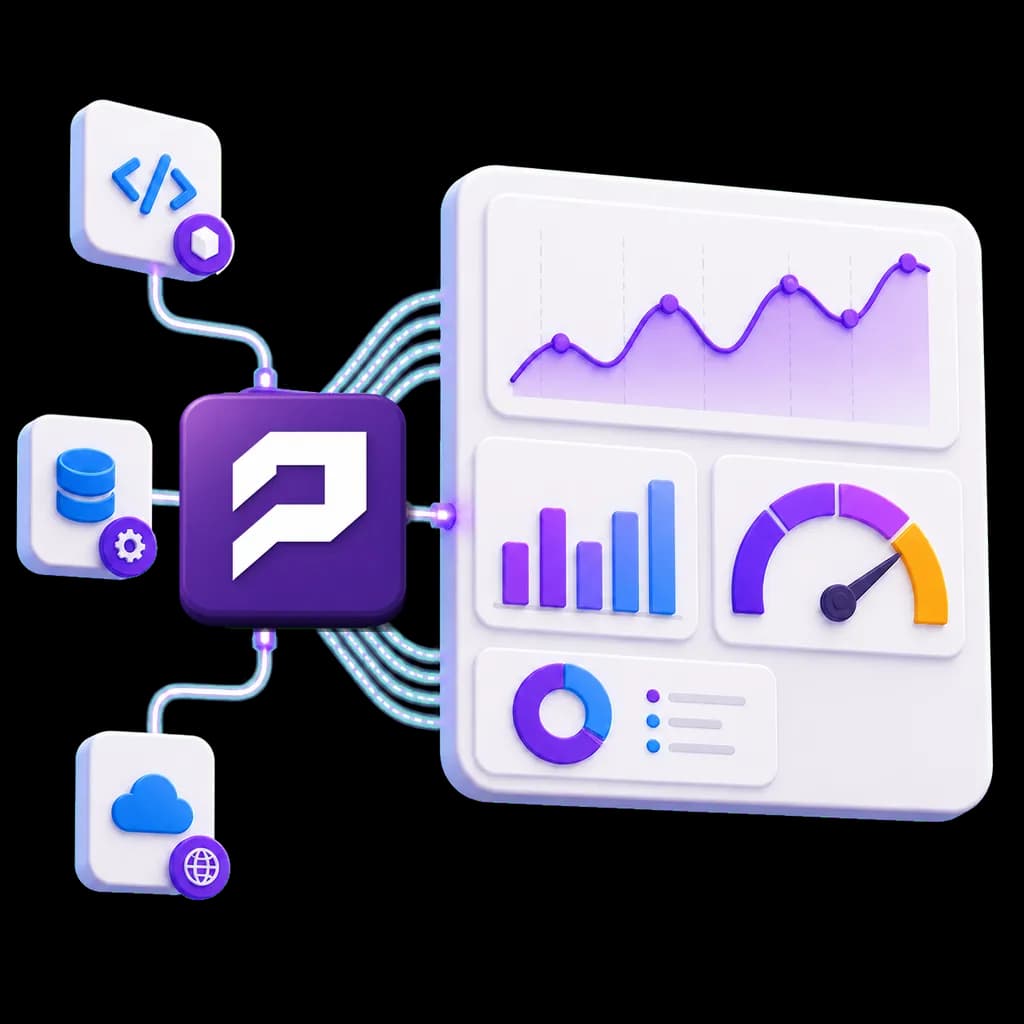 PopMCP usage dashboard showing request trends, outcomes, latency, and connected services